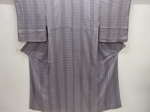 アンティーク　錦紗格子模様織出し着物